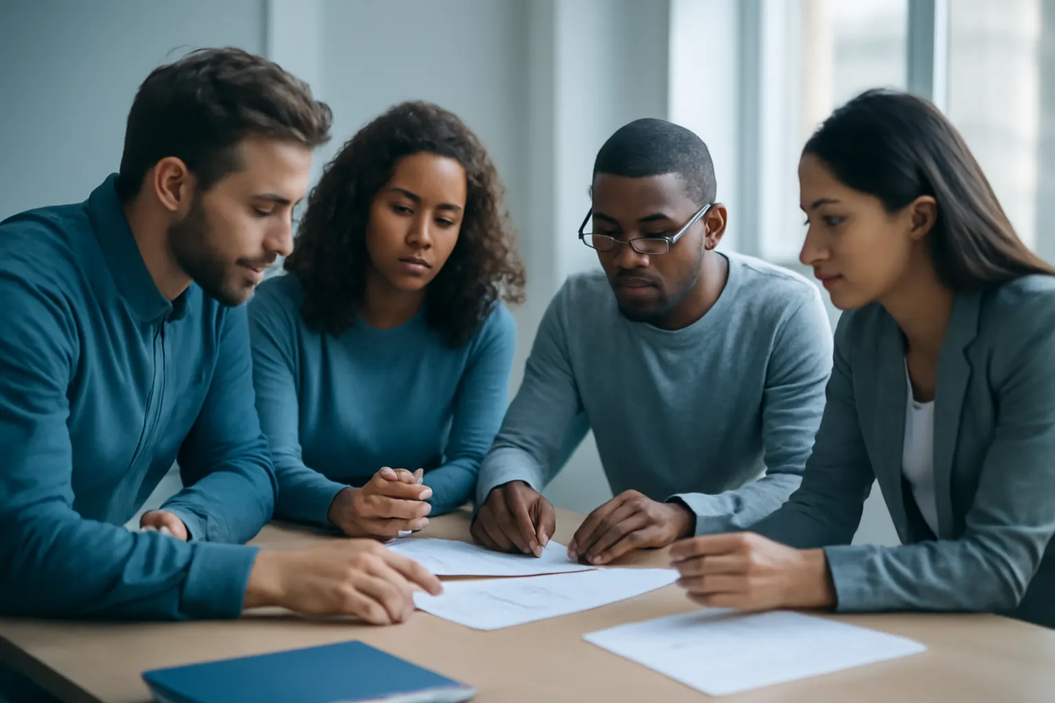 agência de marketing trabalhando em um escritório moderno
