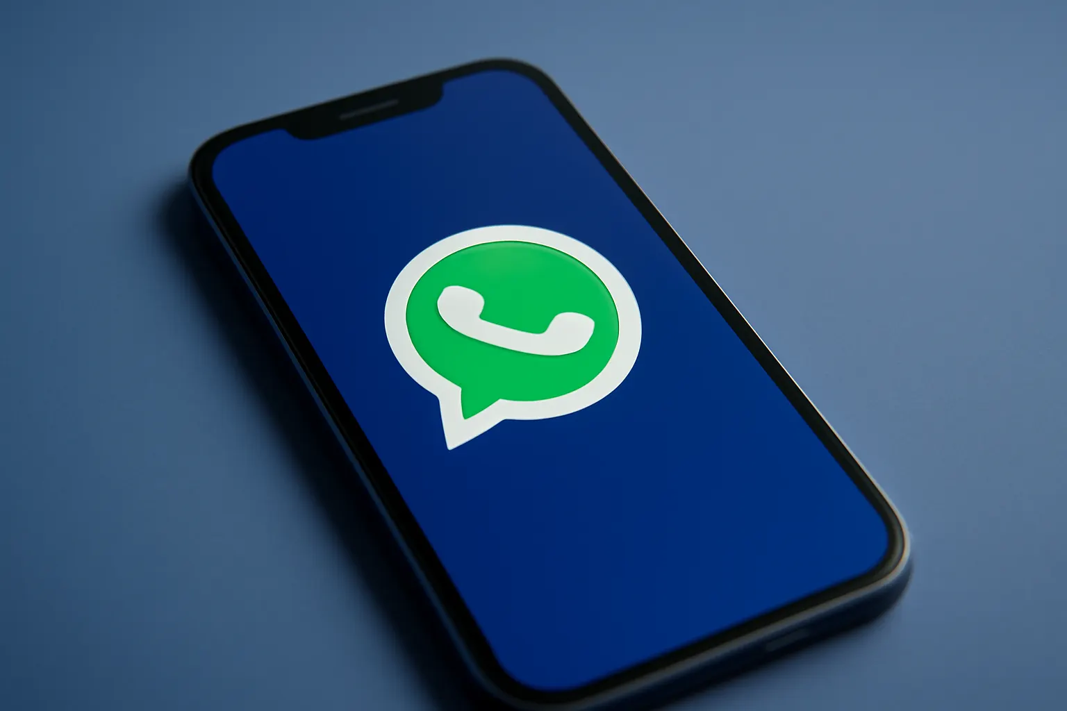 Um celular com o ícone do WhatsApp em destaque, em um fundo desfocado de um ambiente de vendas.