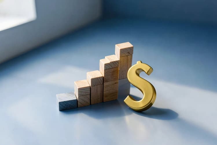 Um ícone de gráfico de barras crescendo ao lado de um ícone de cifrão, simbolizando o crescimento financeiro através da reformulação e otimização de um e-commerce.