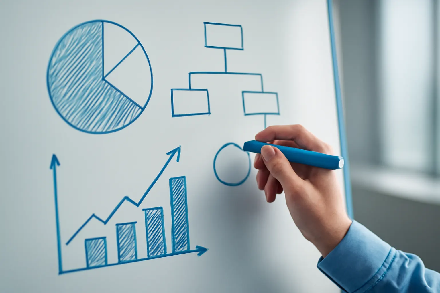 gestão de marketing em ação com gráficos e pessoas colaborando